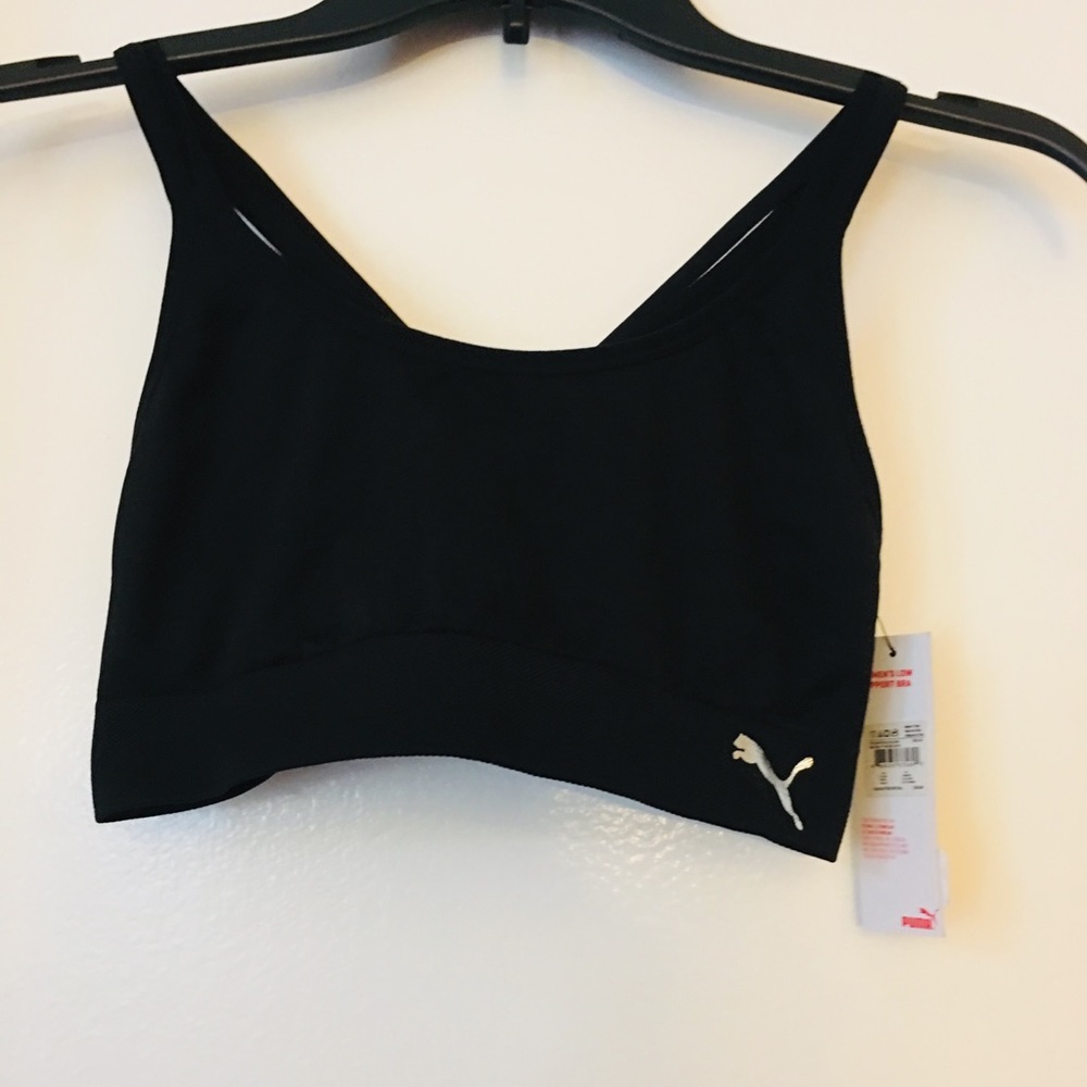 Puma Women’s Low Support Black Bra Sz M MSRP $30